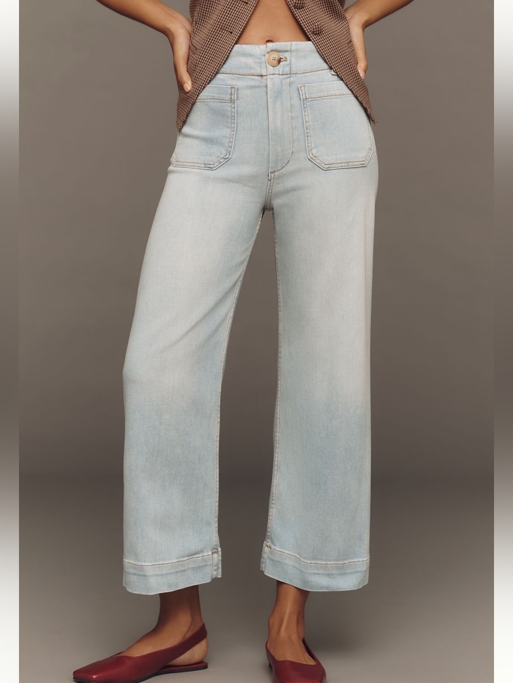 Anthropologie Colette High-Rise Cropped Wide-Leg Jeans Maeve NEW 31 Korat